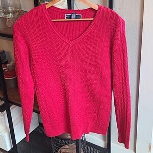 Women's Karen Scott Cable Knit Sweater‎ RED Size Small SOFT 100% Cotton